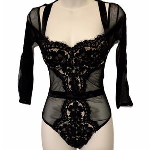 Victoria's Secret Black Lace Bodysuit